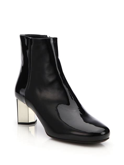 prada patent leather flat ankle boots|prada 55 leather ankle boots.